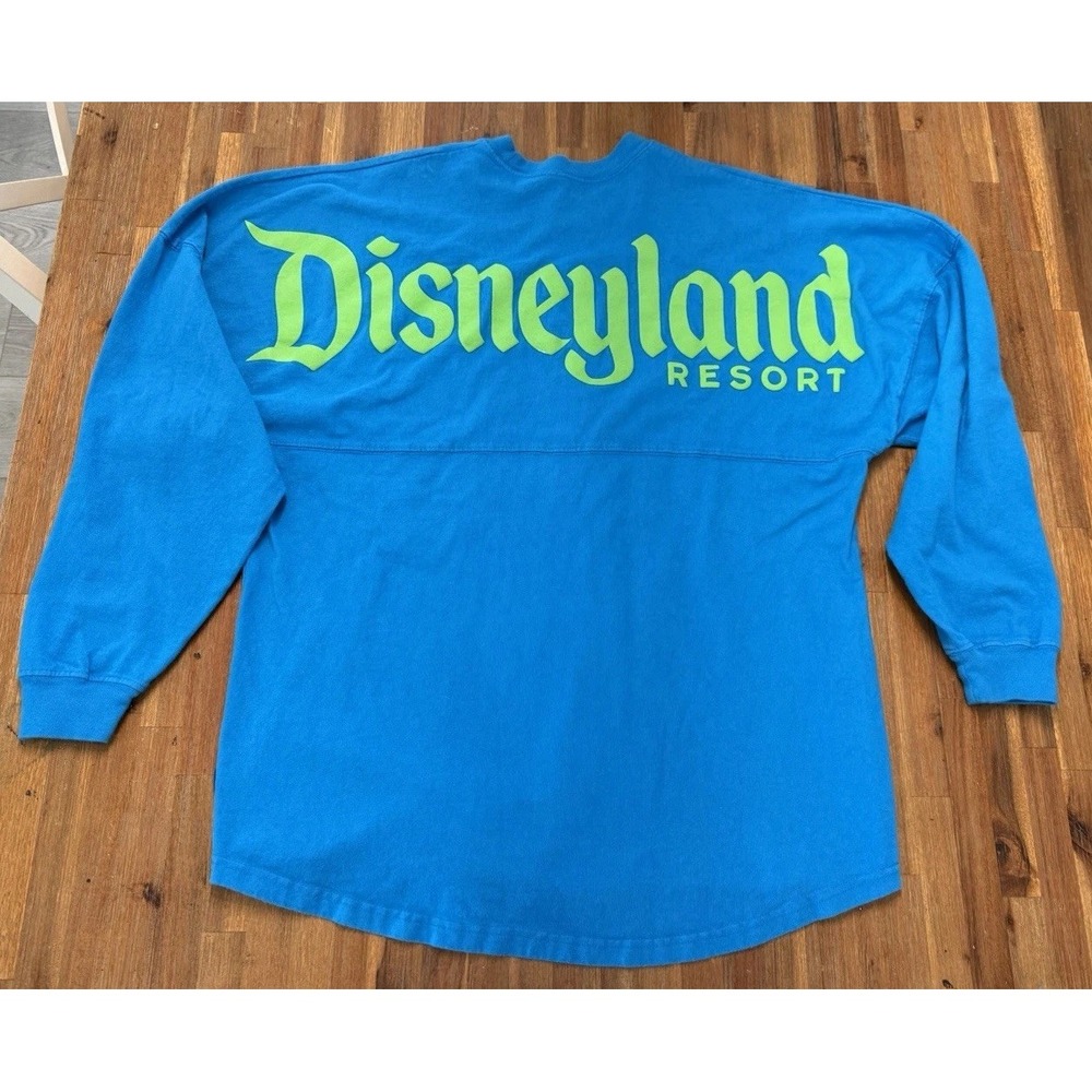 DISNEYLAND RESORT Women's Spirit Jersey ~ Blue & Neon Lime Green ~ Size M